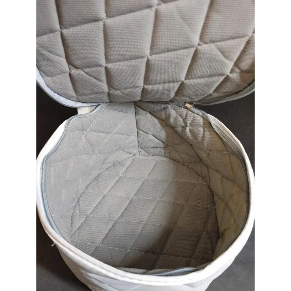 2pc Vtg Quilted Cases For Dinnerware Plates China Zipper Storage Bags Grey Home